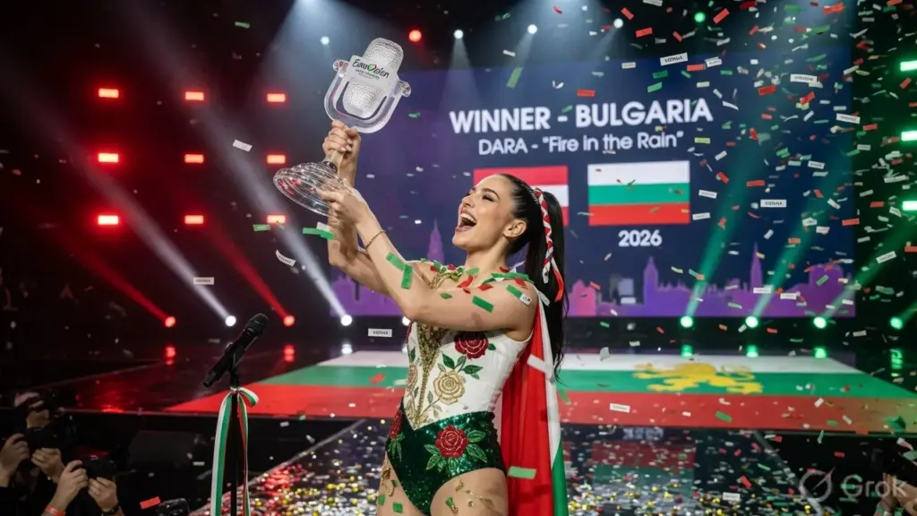 Bulgarian singer Dara on the Eurovision 2026 stage in Vienna